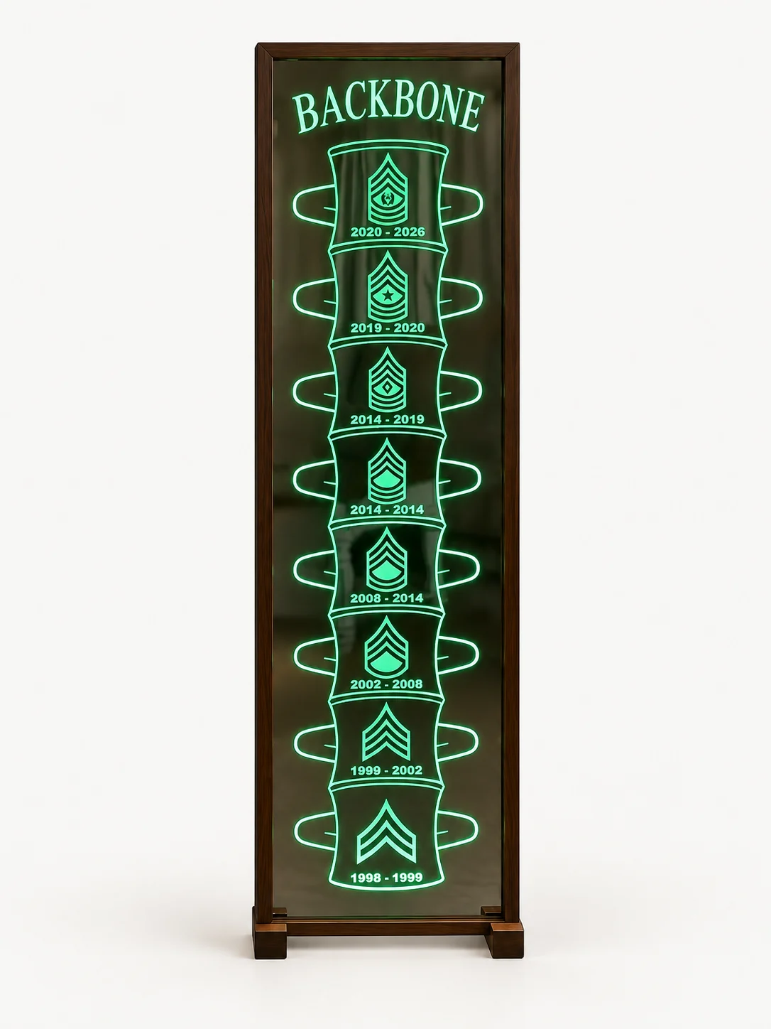 Tall custom wooden Backbone sign